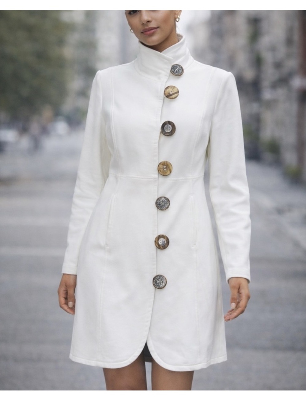Neon Buddha Katelyn Car Jacket with Asymmetrical Buttons. artsy. Lagenlook. SZM